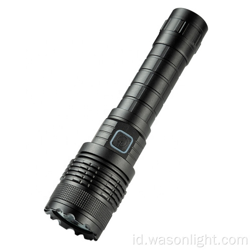 WASON 2023 Tipe Baru Powerful Powerful High Lumen Aluminium Tactical USB-C Senter Isi Ulang dengan Lensa Datar dan Kepala Teratai